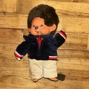 Monchhichi 1974 Sekiguchi Monkey Doll 8" Mattel Vintage Rare Blue Outfit P3